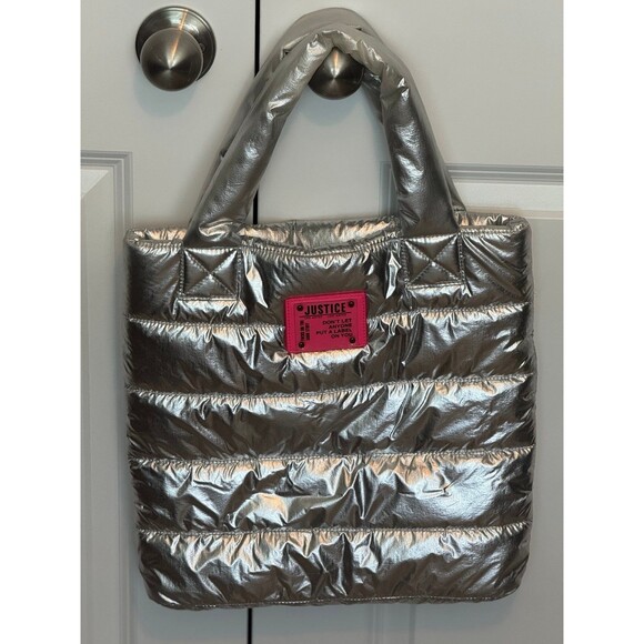Justice Other - Justice Brand, Silver Shimmer, Puffer Travel Bag, Girl’s Accessories & Fun